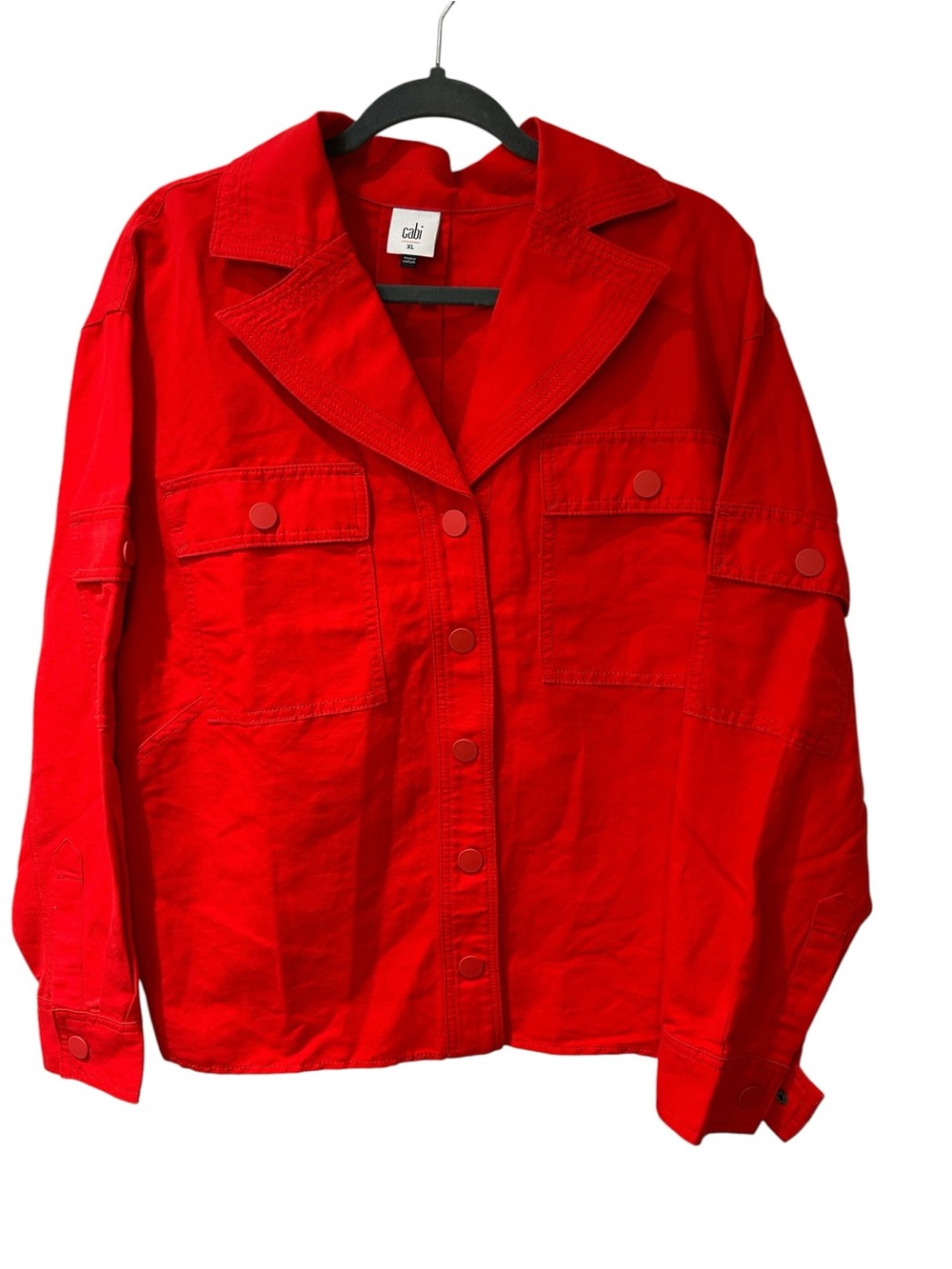 CAbi Bright Red Snap Front Utility Jacket size XL